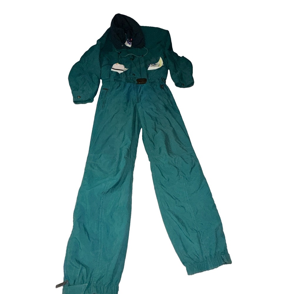Vtg. 90's Head Sportswear Ski Snow Suit One Piece Men's Teal Belted Size Medium
